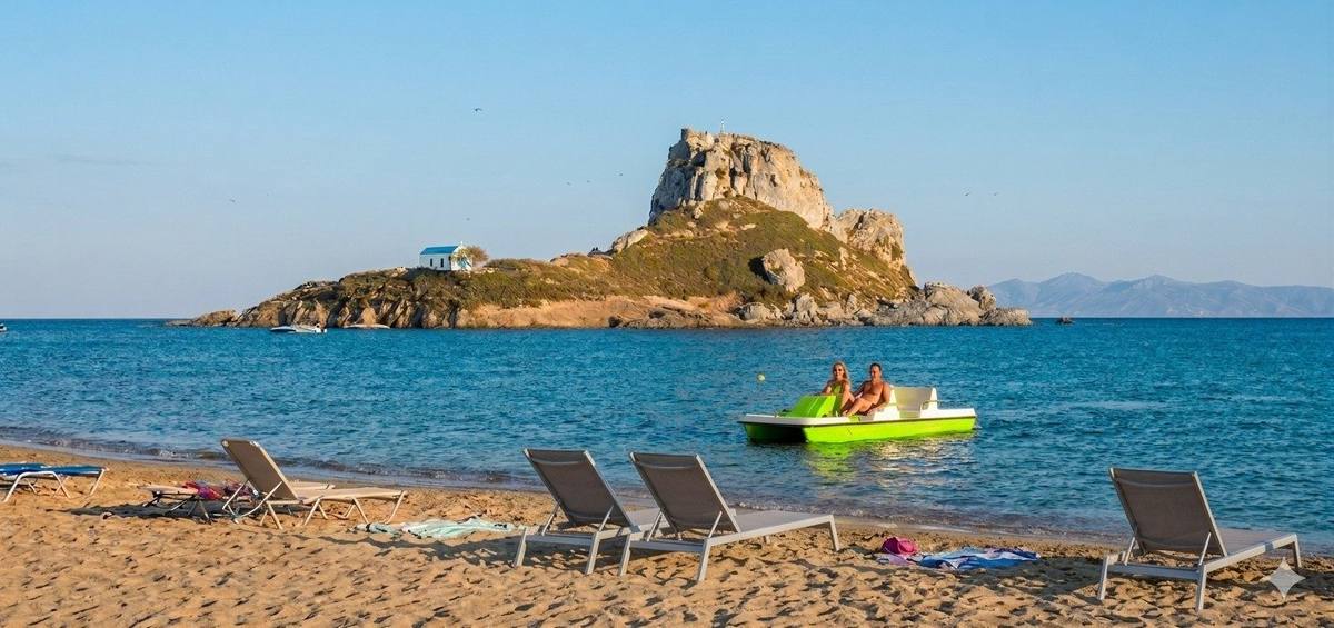 Pedal boat from Crazyshark in front of Kastri Island, Kefalos Bay, Kos